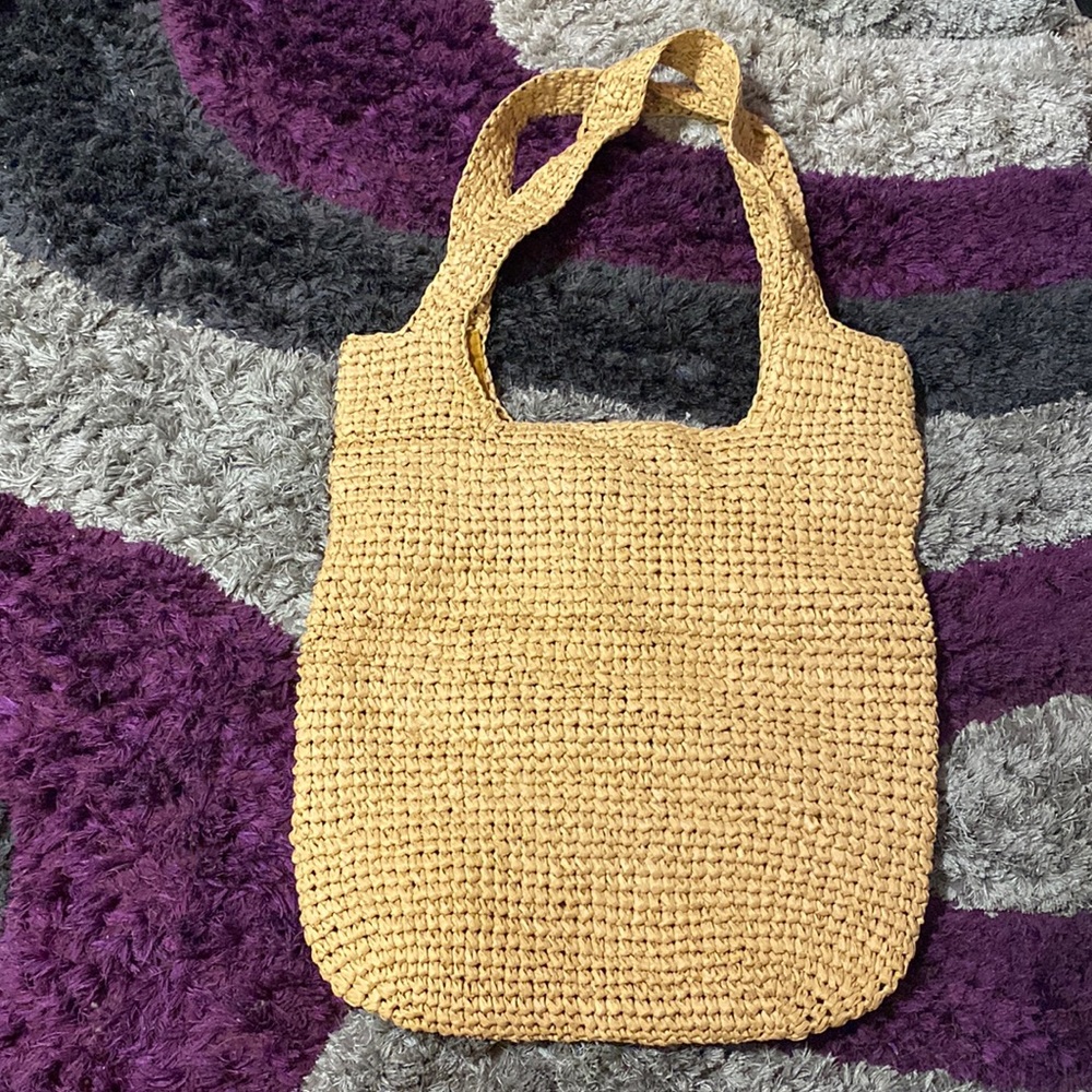 Tan woven large bag